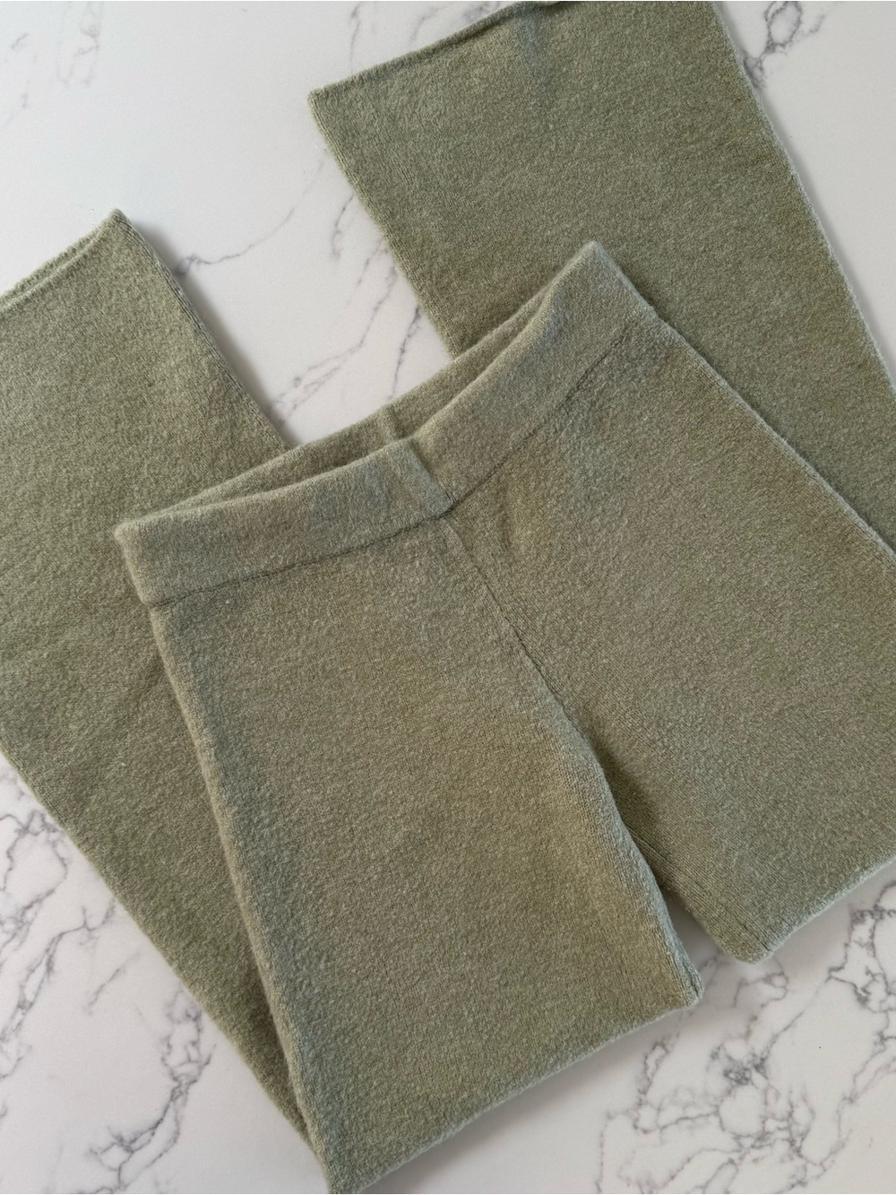 Zara Knit Wide Leg Pants - Green - Size Medium